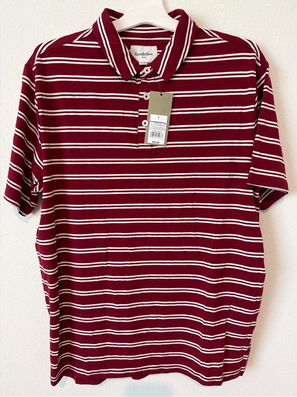 Goodfellow & Co Men’s dark Red Stripe Polo Shirt
